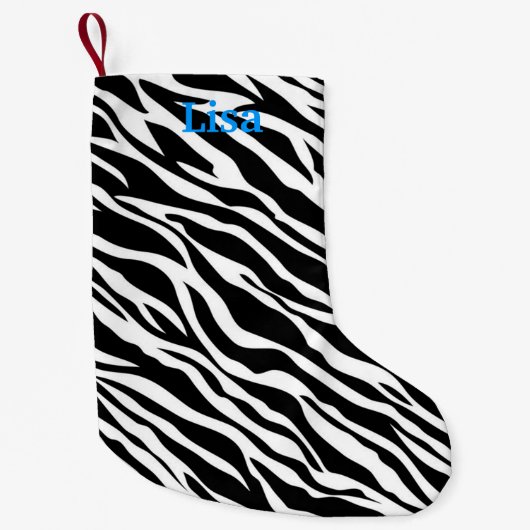 Gepersonaliseerde Zebra Print Kerstkous Kleine Kerstsok (Voorkant)