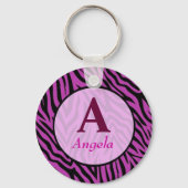Gepersonaliseerde Zebra Print naam Sleutelhanger (Voorkant)