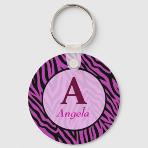 Gepersonaliseerde Zebra Print naam Sleutelhanger