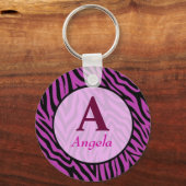 Gepersonaliseerde Zebra Print naam Sleutelhanger (Voorkant)