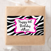 Gepersonaliseerde Zebra Print Roze Waterfles Label (Insitu)