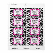 Gepersonaliseerde Zebra Print Roze Waterfles Label (Full Sheet)