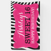 Gepersonaliseerde Zebra Print Sweet 16 Verjaardag  Spandoek (Verticaal)