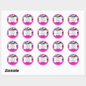 Gepersonaliseerde Zebra Strepen en Roze Polka Dots Ronde Sticker (Vel)