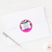 Gepersonaliseerde Zebra Strepen en Roze Polka Dots Ronde Sticker (Envelop)