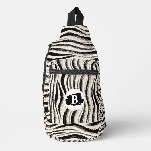 Gepersonaliseerde Zebra Stripe Print Sling Bag (Voorkant)