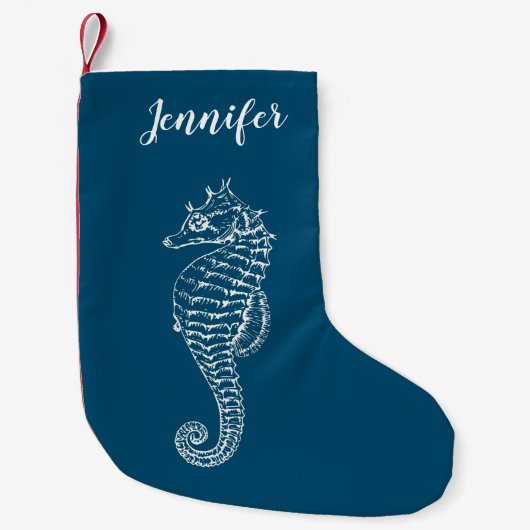 Gepersonaliseerde Zee Horse Stocking Kleine Kerstsok (Voorkant)