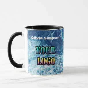 Gepersonaliseerde zee oceaangolven navy blue natuu mok