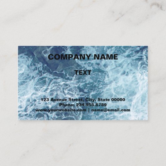 Gepersonaliseerde zee oceaangolven navy blue natuu visitekaartje (Achterkant)
