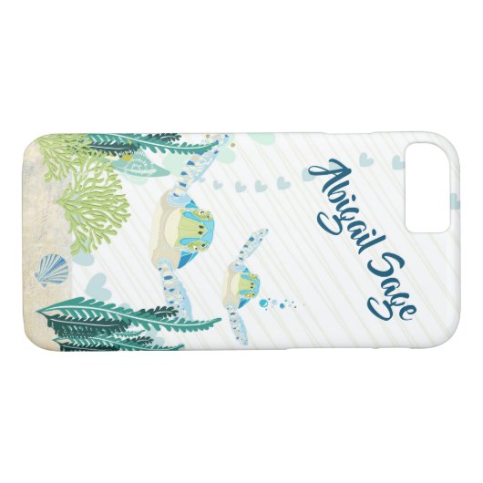 Gepersonaliseerde Zee Schildpadden en Harten Ocean Case-Mate iPhone Case (Achterkant (Horizontaal))