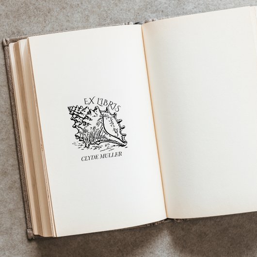 Gepersonaliseerde Zee Shell Ex Libris Bookplate Rubberstempel