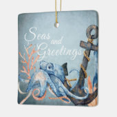Gepersonaliseerde Zeeen en groeten Octopus Beach Keramisch Ornament (Links)