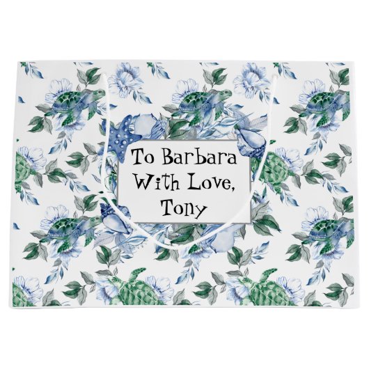 Gepersonaliseerde Zeeen schildpadden Groot Cadeauzakje (Voorkant)