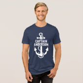 Gepersonaliseerde Zeeman Naam Marine Anker Witte T Tri-Blend Shirt (Voorkant volledig)