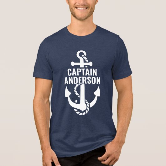 Gepersonaliseerde Zeeman Naam Marine Anker Witte T Tri-Blend Shirt (Voorkant)