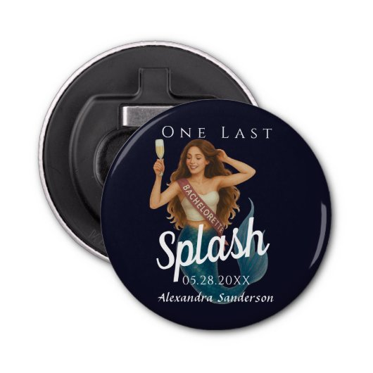 gepersonaliseerde zeemeermin bachelorette Beach Button Flesopener (Voorkant)