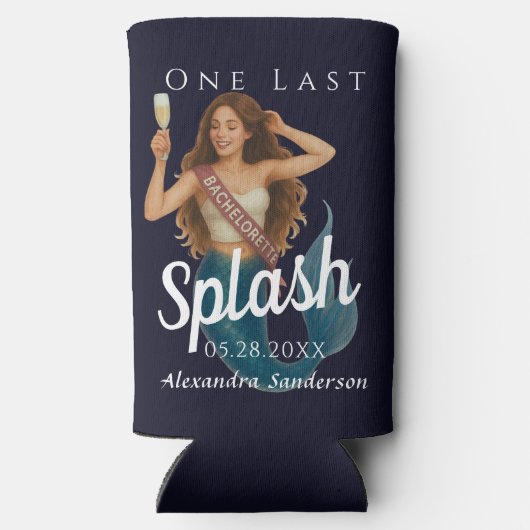 gepersonaliseerde zeemeermin bachelorette Beach Seltzer Blikjeskoeler (Achterkant)