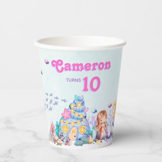 Gepersonaliseerde Zeemeermin Eco-vriendelijk onder Papieren Bekers (Voorkant)