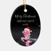 Gepersonaliseerde Zeemeermin en kerstmis met kerst Keramisch Ornament (Achterkant)