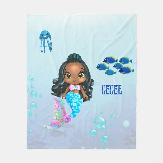 Gepersonaliseerde Zeemeermin Fleece Deken (Voorkant)