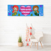 Gepersonaliseerde Zeemeermin Gewaardeerde Happy Bi Spandoek (Insitu)
