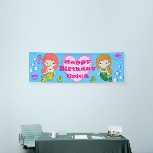 Gepersonaliseerde Zeemeermin Gewaardeerde Happy Bi Spandoek (Beurs)