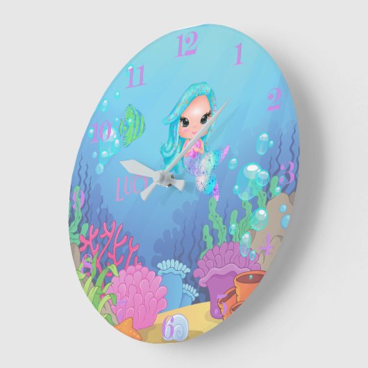 Gepersonaliseerde Zeemeermin Grote Klok (Hoek)