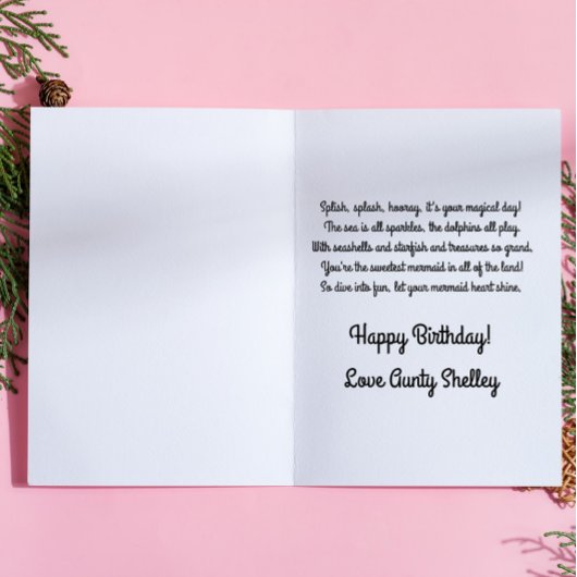 Gepersonaliseerde zeemeermin Happy Birthday Kaart