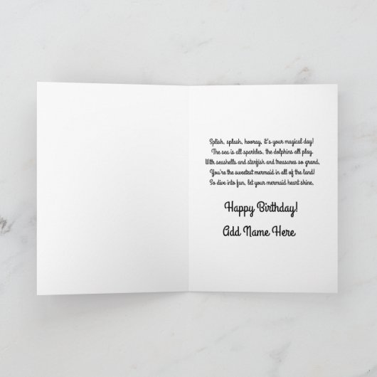 Gepersonaliseerde zeemeermin Happy Birthday Kaart (Binnen)
