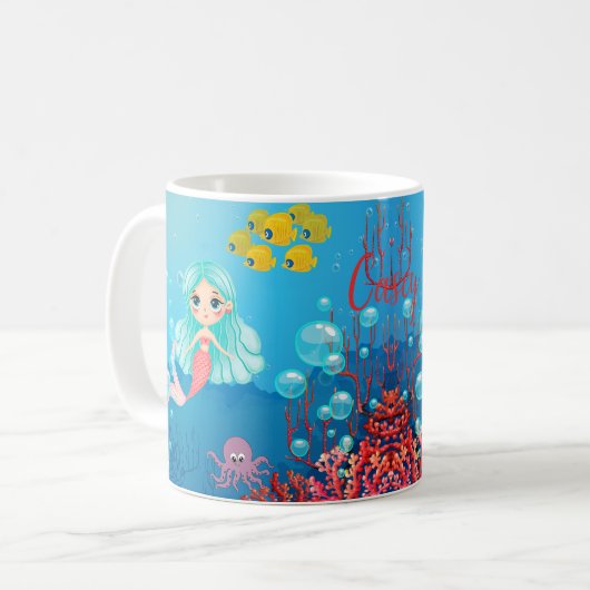 Gepersonaliseerde Zeemeermin Koffiemok (Voorkant links)