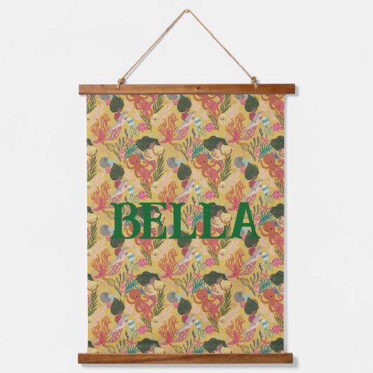 Gepersonaliseerde Zeemeermin Kwekerij Muur Hangen Hangend Wandkleed (Voorkant)