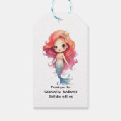 Gepersonaliseerde Zeemeermin Meisjes Verjaardag Fa Cadeaulabel (Achterkant)