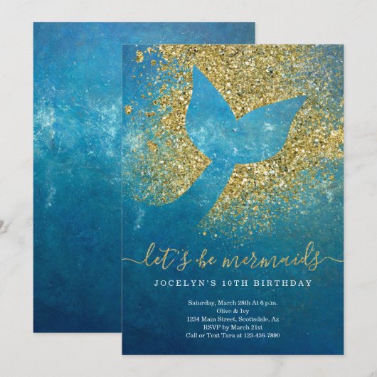 Gepersonaliseerde Zeemeermin met respect voor Birt Kaart (Voorkant / Achterkant)