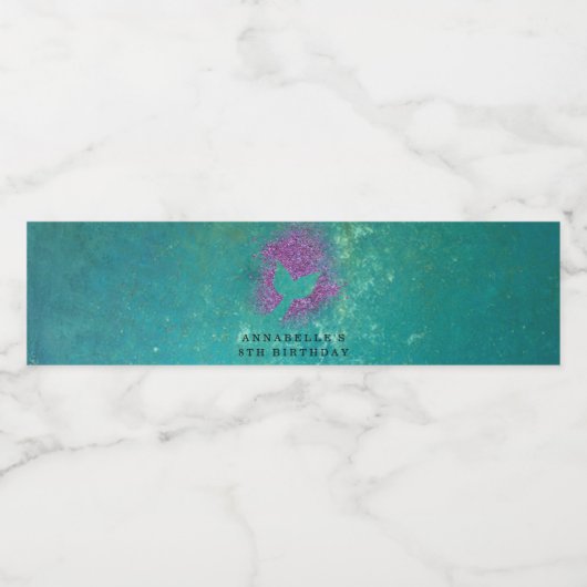 Gepersonaliseerde Zeemeermin met respect voor Birt Waterfles Etiket (Enkel label)