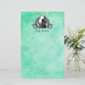 Gepersonaliseerde  zeemeermin met schelpen briefpapier (Staand voorkant)