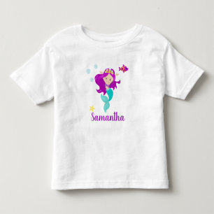 Gepersonaliseerde Zeemeermin Princess Paarse Geper Kinder Shirts