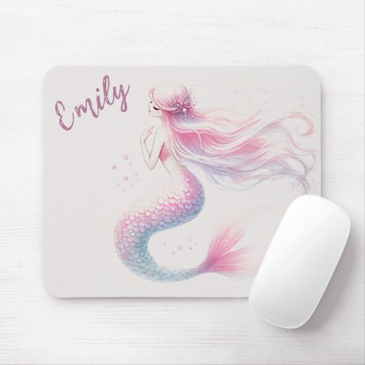 Gepersonaliseerde Zeemeermin Roze Muismat (Met muis)