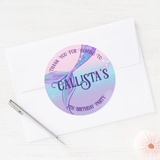 Gepersonaliseerde zeemeermin staart Stickers (Envelop)