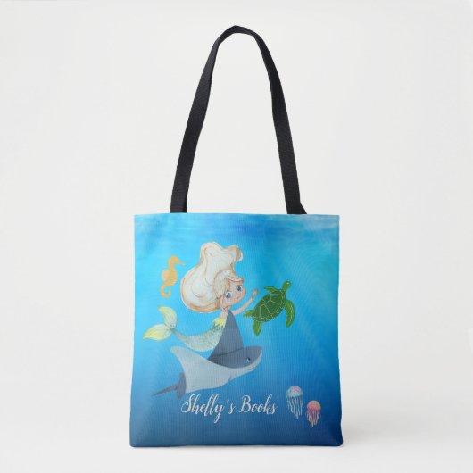 Gepersonaliseerde Zeemeermin Tote Bag (Voorkant)