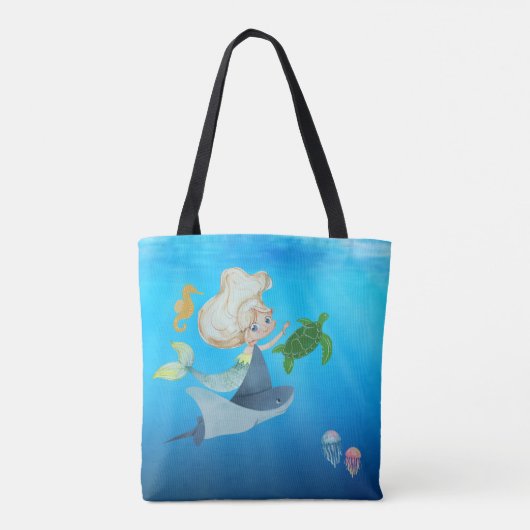 Gepersonaliseerde Zeemeermin Tote Bag (Achterkant)