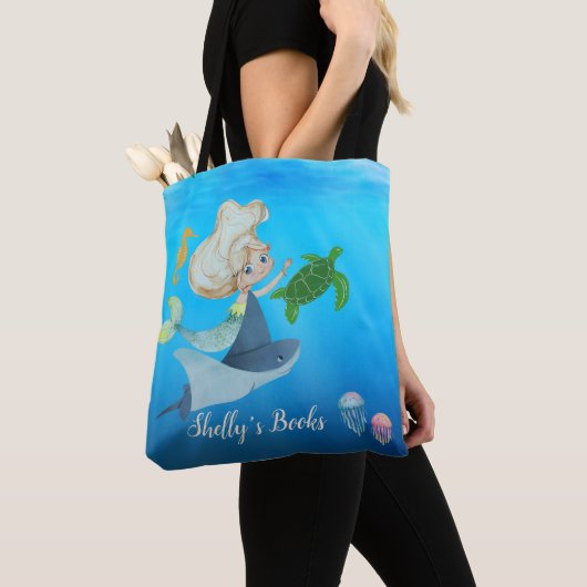 Gepersonaliseerde Zeemeermin Tote Bag (Dichtbij)