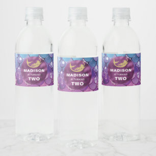 Gepersonaliseerde Zeemeermin Verjaardag Roze Paars Waterfles Etiket