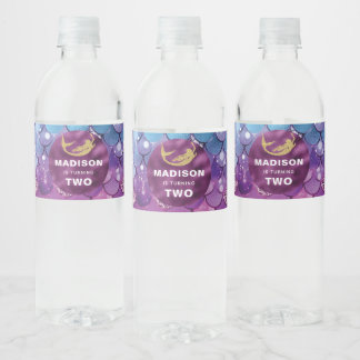 Gepersonaliseerde Zeemeermin Verjaardag Roze Paars Waterfles Etiket
