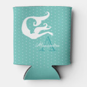 Gepersonaliseerde Zeemeermin Wit Blauwgroen blauw Blikjeskoeler (Voorkant)