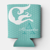 Gepersonaliseerde Zeemeermin Wit Blauwgroen blauw Blikjeskoeler (Achterkant)