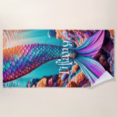 Gepersonaliseerde zeemeerminstaart strandlaken (Voorkant)