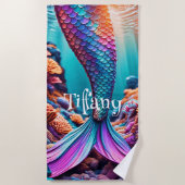 Gepersonaliseerde zeemeerminstaart strandlaken (Voorkant)