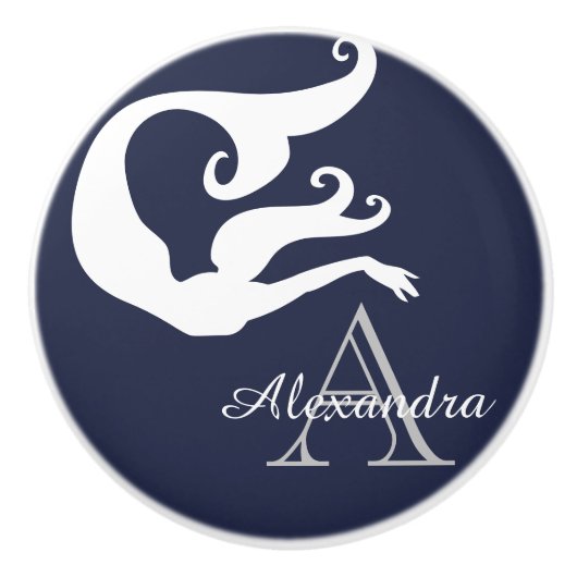 Gepersonaliseerde Zeemeervis-witte marineblauw, mo Keramische Knop (Voorkant)