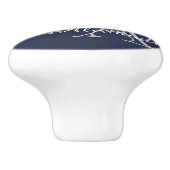 Gepersonaliseerde Zeemeervis-witte marineblauw, mo Keramische Knop (Zijkant)