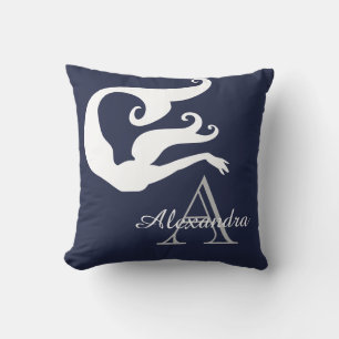 Gepersonaliseerde Zeemeervis-witte marineblauw, mo Kussen